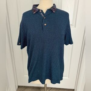 Robert Graham Navy and White Polo Shirt